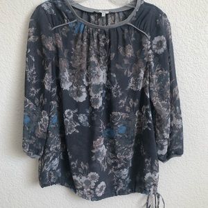 Next Brand Grey Floral Sheer Top